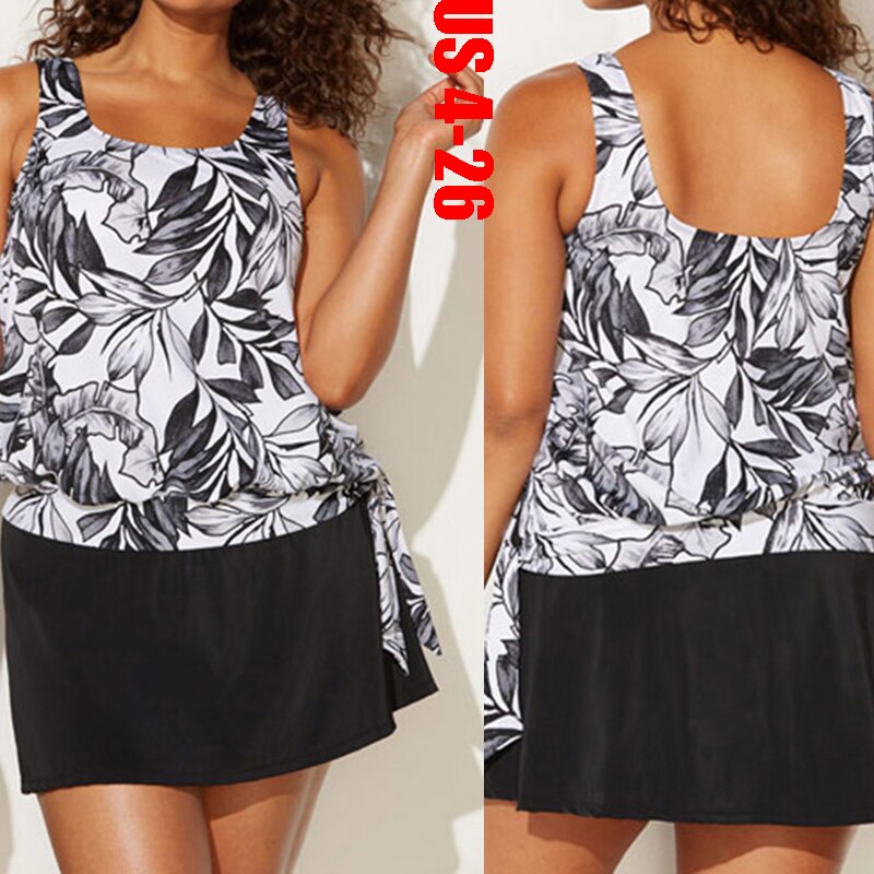 2022 Diepe V Rok Badmode Vrouwen Vintage Tankini Set Zomer Strand Print Badpak Vrouwen