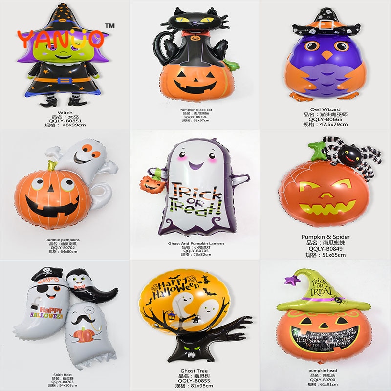 Halloween dekoration oppustelig aluminiumsfilm ballon græskar skelet edderkop spøgelse træ ballon fest tilbehør
