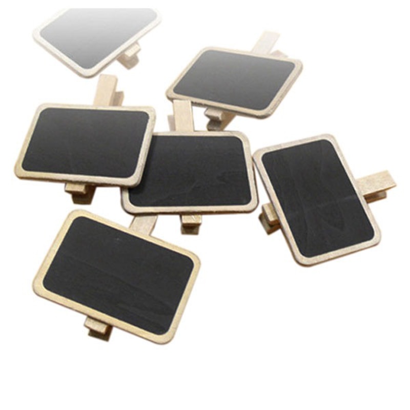 6 stk/sæt mini pind træ sort kridt tavle clip holder klemmer mærke notat note tavle nedtælling skrive male tavle