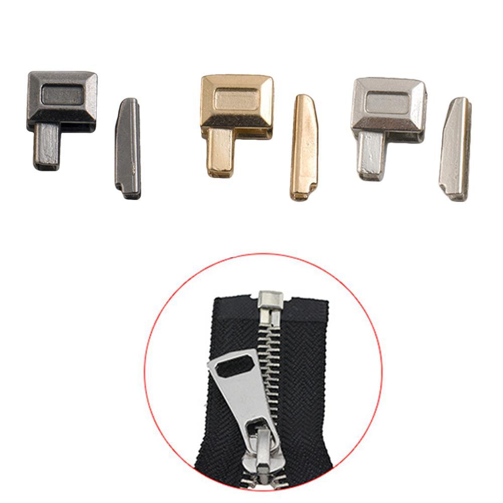 10 Sets Metall-Reißverschluss-Reparatursatz, Reißverschluss-Kopfschieber, Halter, Einfügungsstift, Reißverschluss-Stopp, Zubehör, Stecker zum Nähen, Taschenmantel