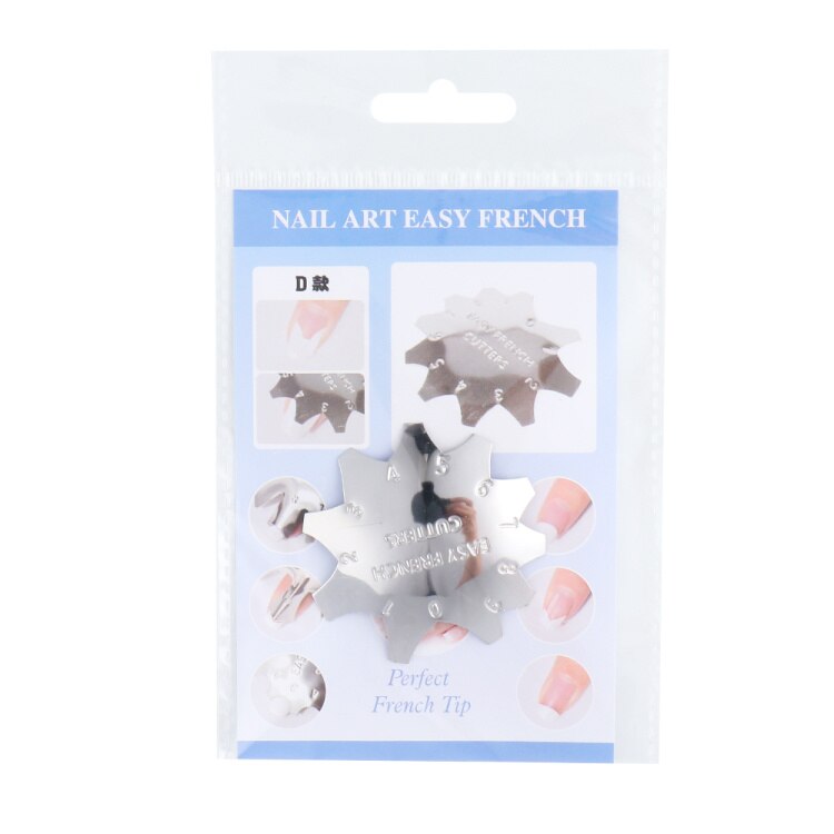 Pochoir pour faux-ongles français, modèle de d'ongles français, ombre ovale en V, coupe-bordure, outil d'art des ongles multi-tailles NF1834, 1 pièces: D Silver