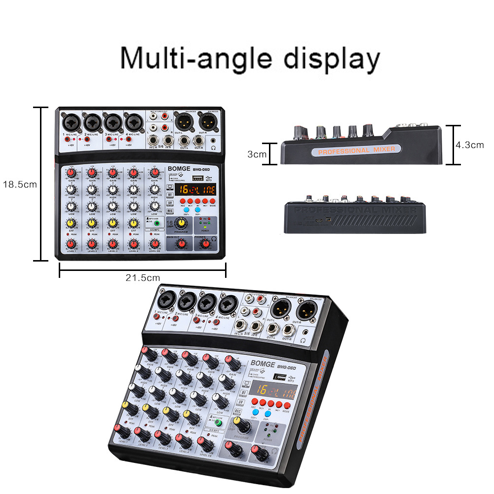 BMG-06D 6 Channels Mixing Console 16 DSP Bluetooth-compatible Audio Mixer USB Interface 48V Audio Equipment