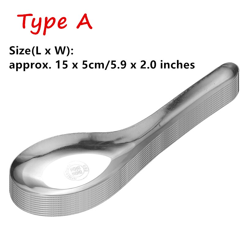 10Pcs Stainless Steel Rice Soup Spoon Chinese Spoons Cutlery Cooking Utensil Table Spoon with Long Handle for Kitchen Restaurant