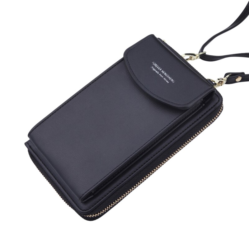 Women Wallet Messenger Bag women's Purse Buckle Zipper Bag Soft Leather Versatile women's Bag Shoulder Bag: Black