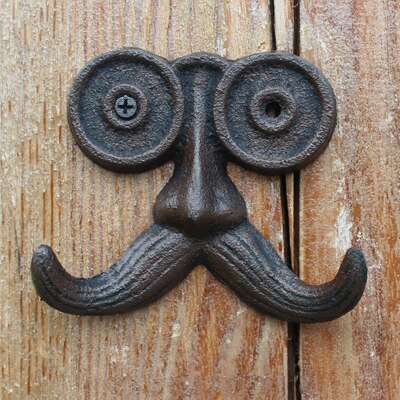 Crochet mural en fonte avec deux cintres, Vintage européen, mignon pour vieil homme, avec une longue moustache, décoration de jardin et de maison: Default Title