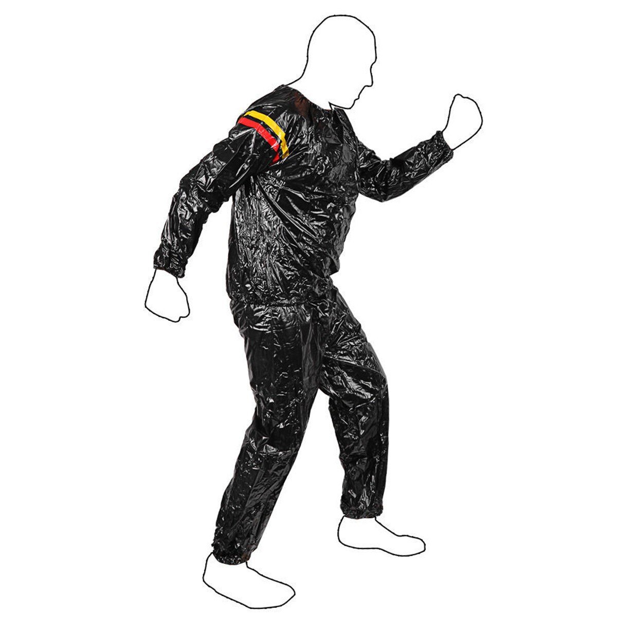 Men Women Black L-3XL PVC Fitness Slimming Loss Weight Sweat Suit Sauna Workout Suit Exercise Gym Calories Burner