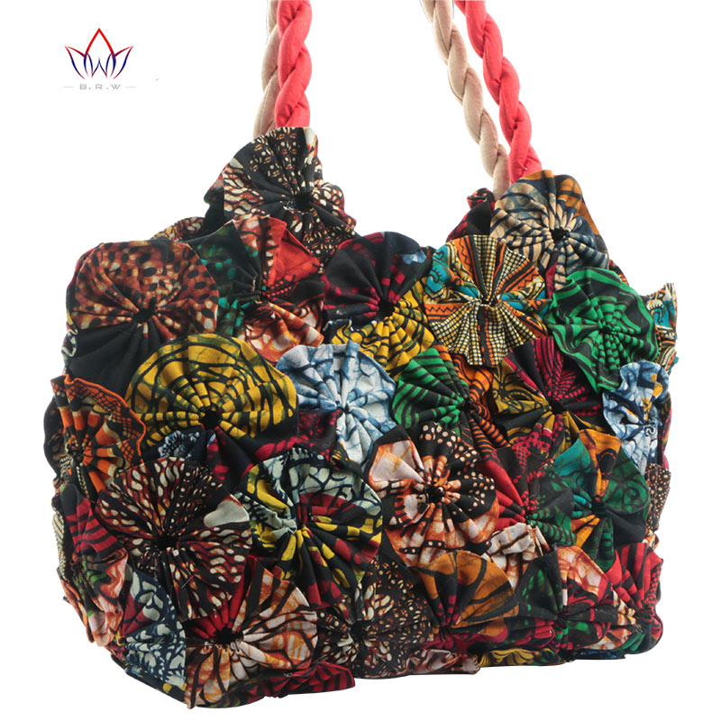 Mode Vrouwen Tassen Bloemen Afrikaanse Handgemaakte Tas Katoen Vintage Print Wax Stof Handtassen Textiel Naaien Patchwork Voor Tassen WYB22