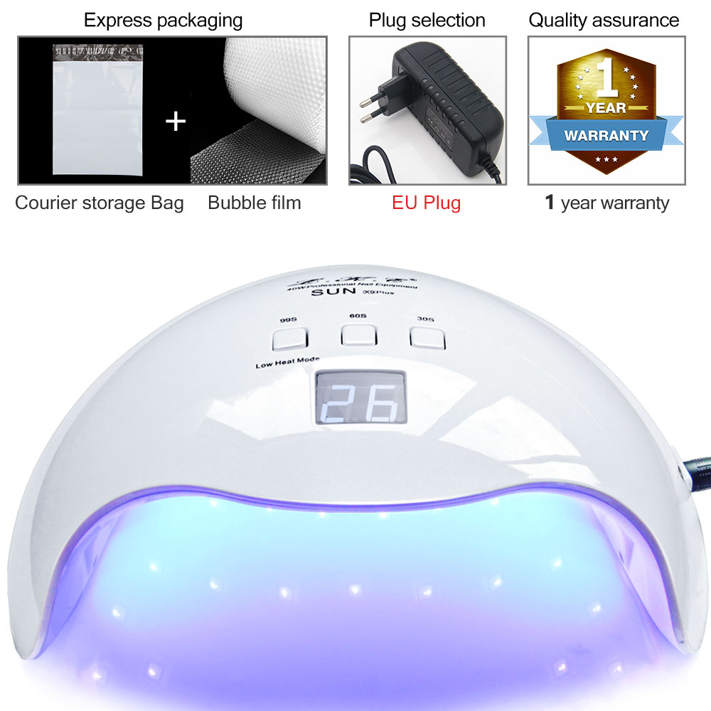 LKE 48W Nail Dryer SUN X9 UV Lamp 3 Timed Mode With Automatic Sensing Nail Lamp for Nails Drying Builder Gel UV Nail Dryers: SUN X9 plus EU Plug