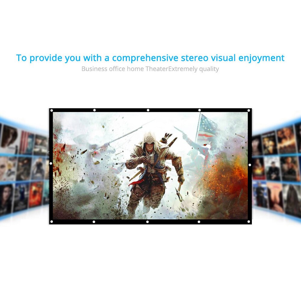 H150 Projector Screen 150 inch 16:9 Portable HD Foldable Projection Screen White for Wall Mounted Home Theater Bar Travel