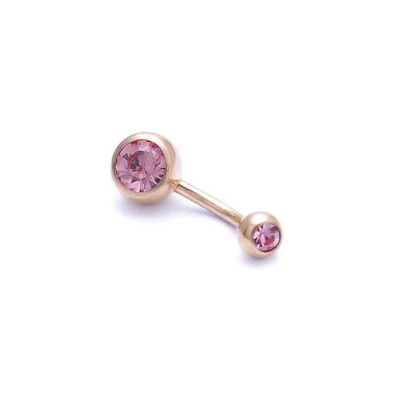 1 Pc Unisex Charm Punk Golden Crystal Rhinestones Navel & Belly Button Rings Body Piercing Jewelry 9 Colors: Pink