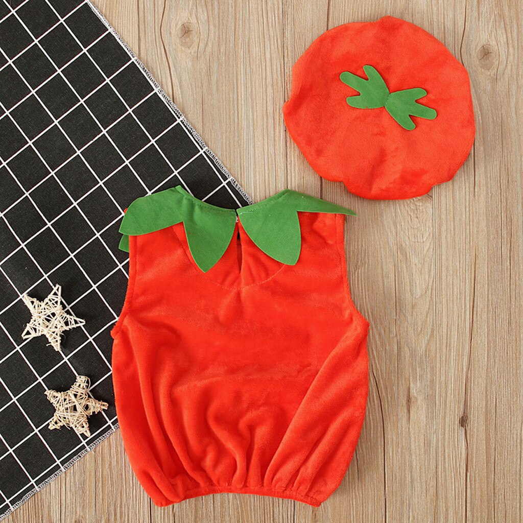 Enfant en bas âge Bébé Garçon Fille Citrouille Gilet Hauts Chapeau Halloween Costume Ensemble Spectacle Cool Детская Одежда #50