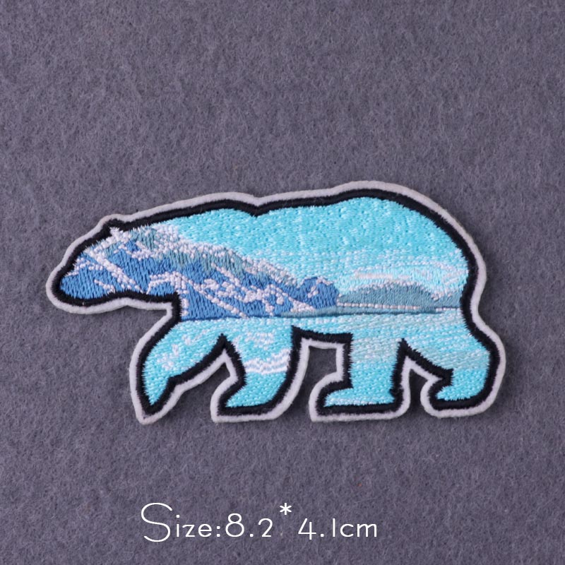 Parches de oso/Lobo para ropa, bordado de Camping de montaña, pegatinas de rayas de viaje de aventura, parches para planchar en la ropa
