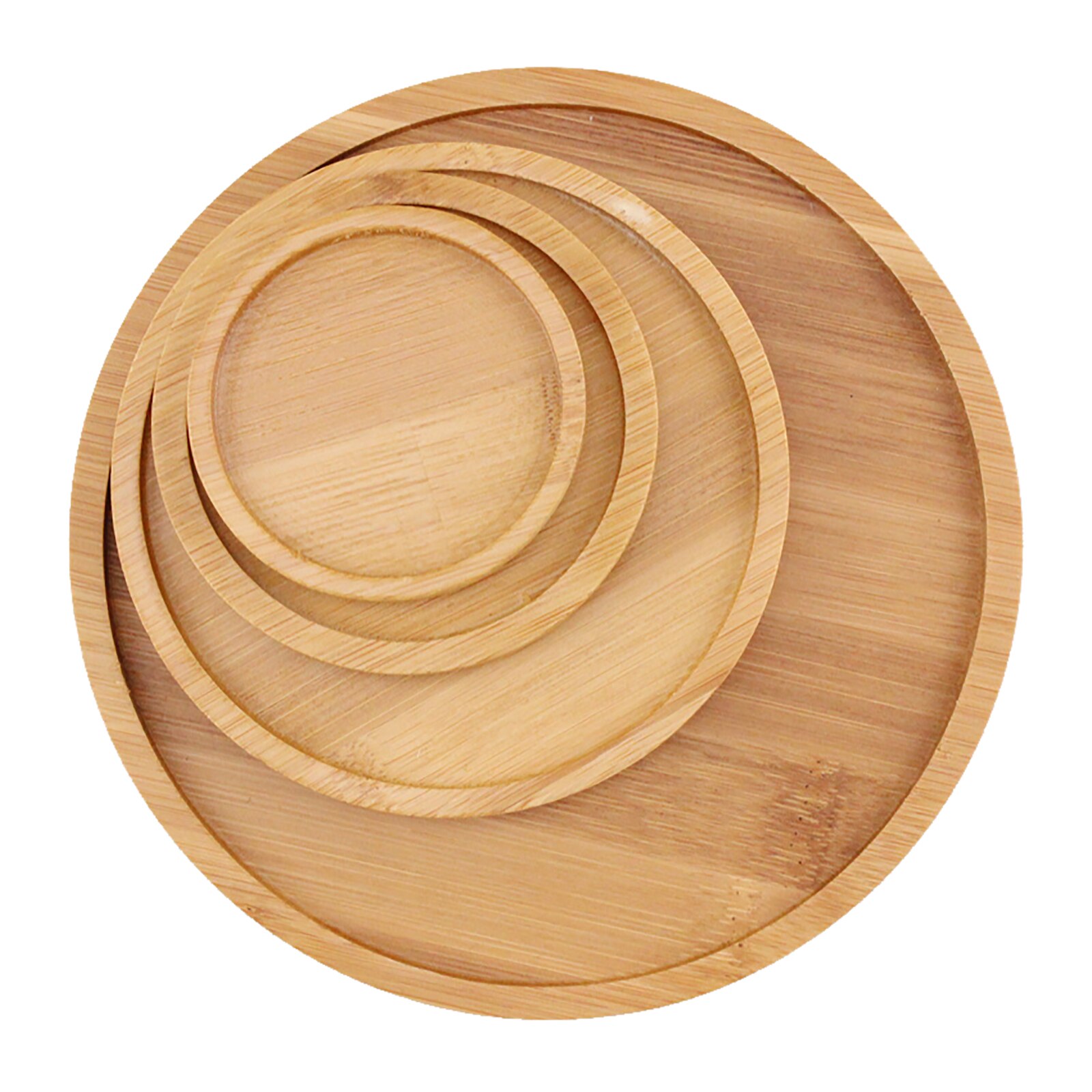 Succulent Ceramic Flower Pot Plant Saucer Bamboo Tray Tabletop Tea Set Coasters Round Original Wood Color Drip Water Container