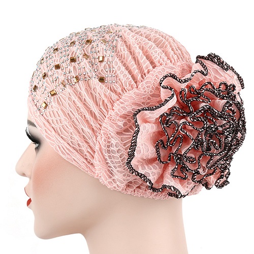 #5 kvinder muslimsk stretch turban hat kemo hårtab hovedtørklæde wrap hijib kasket freeship: Lyserød