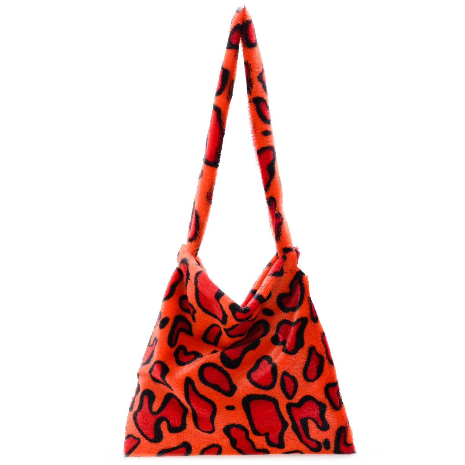 Leopard Pattern Underarm Handbag Winter Plush Soft Shoulder Bags Women Fluffy Large Capacity Ladies Messenger Bags: D