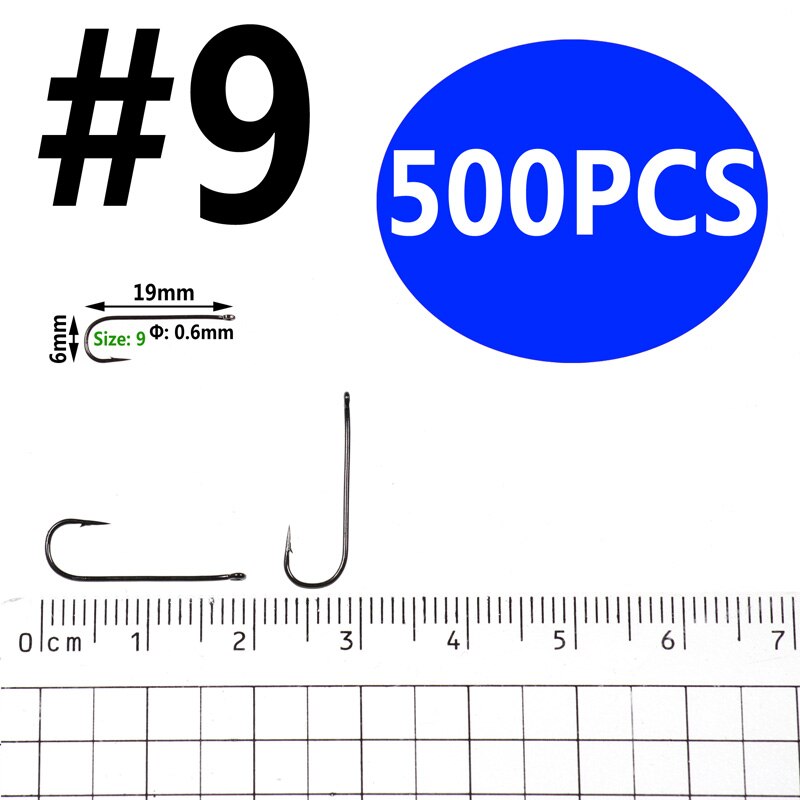 Bimoo 500PCS Aberdeen Long Shank Fish Hook Saltwater Fresh Water Hooks Sabiki Rig Streamer Fly Hook Size 10 4 2 2/0: size9 500pcs