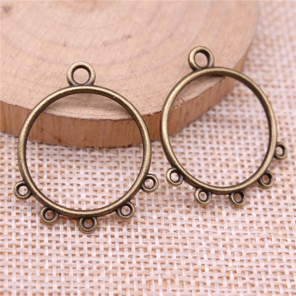 Round Porous Earring Connector For Jewelry Making Findings Handmade DIY Craft 10pcs Antique Bronze Color 29x25mm