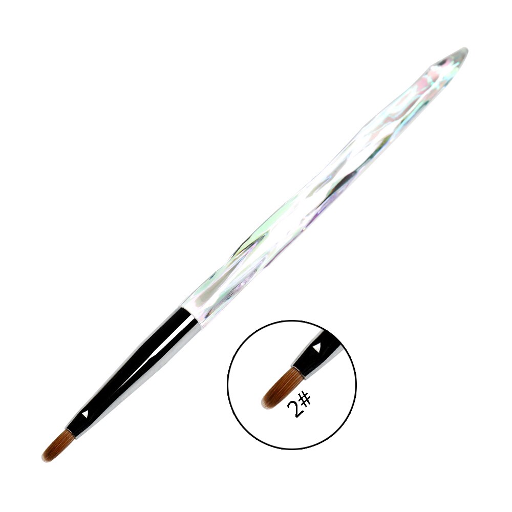 ANGNYA 12 #14 # Acryl Nagel Pinsel Gewellt Kolinsky Zobel Nagel Kunst UV Gel Baumeister Manikübetreffend Pinsel Flache Runde diamant Gradienten Griff: Größe 2