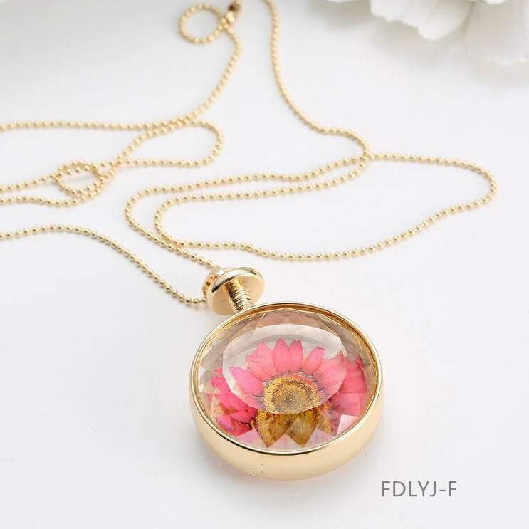 Runde Blume Bunte Halskette Anhänger Elegante Frauen Schmuck Mädchen Kette FDLYJ: FDLYJ-F