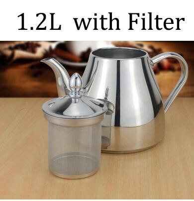 304 Stainless steel tea pot with tea strainer teapot with tea infuser teaware sets tea kettle infuser teapot for induction: Light Green