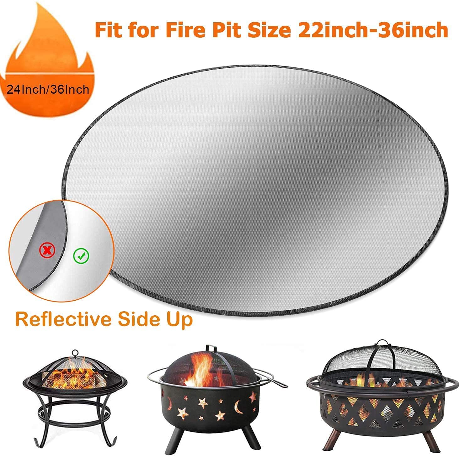 Fire Pit Mat Round for Under 22-36 Inch Fire Pit BBQ GRILL, Fireproof Mat Fire Pit Pad Heat Resistant Fire Pit Mat Pad