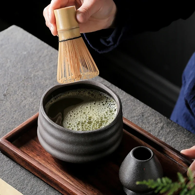 Juego de licuadora Matcha japonesa, batidor de bambú, cucharadita, cepillo, horno, juegos de herramientas para té, elaboración de té para beber en interiores, 4 Uds.