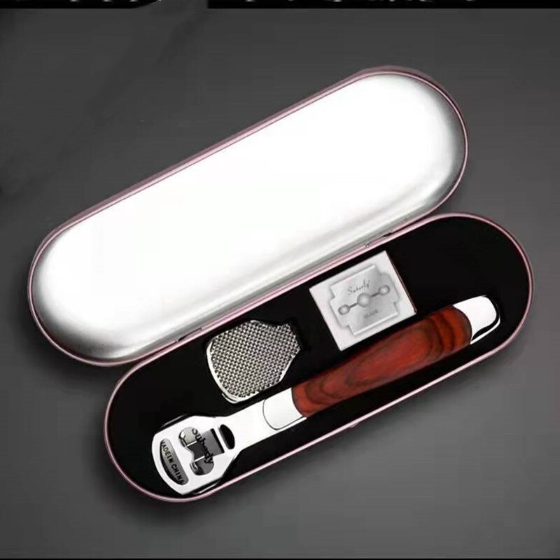Rasoir en acier inoxydable pour callosités des pieds, dissolvant de peau dure au talon, mains et pieds, outil de pédicure avec 10/20 lames, lime de soins des pieds: with Box 2