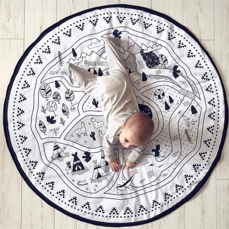 Baby diy rund legemåtte børn legemåtte vildt tæppe til spædbarn kravleunderlag gulvtæppe børneværelse dekoration fotorekvisitter