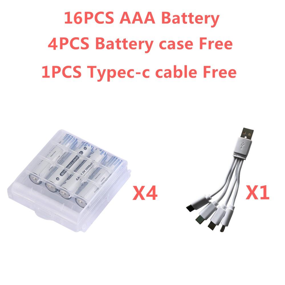 Akumulatory AAA USB 1,5 V Li-ion o dużej pojemności 600 mWh Akumulator zapasowy do zdalnej myszy Latarka + kabel typu C