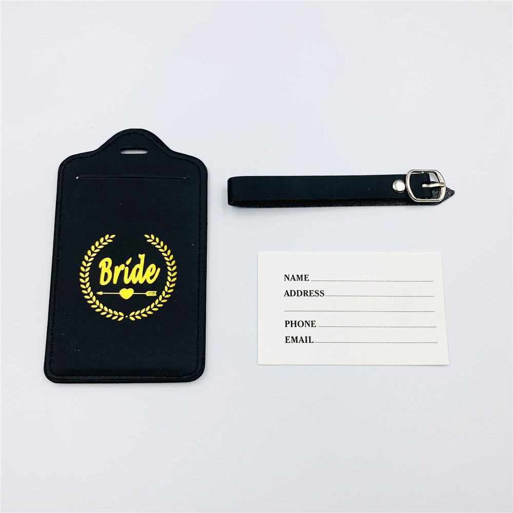 Bruiloft Decoratie Team Bruid Om Zachte Slippers Hand Band Bagagelabel Leer voor Bruids Douche Hen Night Bachelorette Party, Q