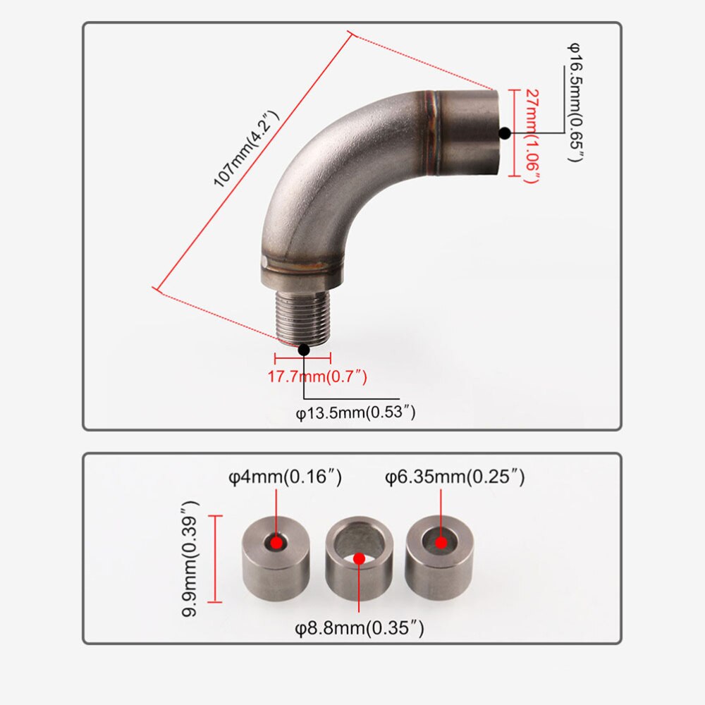 1 Set J Förmigen Edelstahl Sauerstoff Sensor Anschluss Armaturen Auto Umrüstung Teile Änderung Zubehör (Silber)