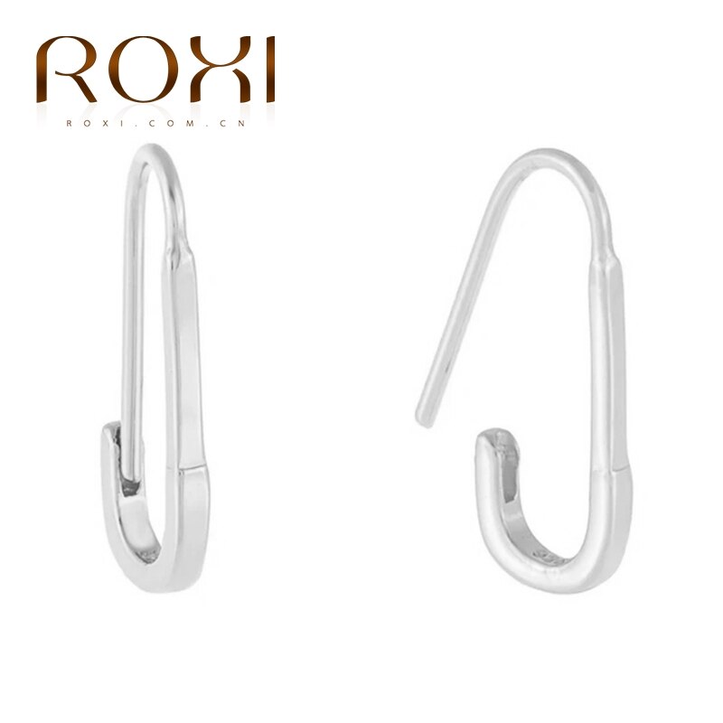 ROXI Cuore Triangolo Quadrato Luna Spille Catena Orecchie di Gatto di Cristallo Orecchini Con Perno Per le donne Ragazze Cartilagine Orecchino gioielli In Argento 925: Pin white gold