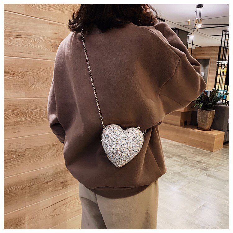 Heart Bags for Women Purses Trend Luxury Coin Purse Women's Small Handbag Chain Leather Cute Shoulder Bag Ladies