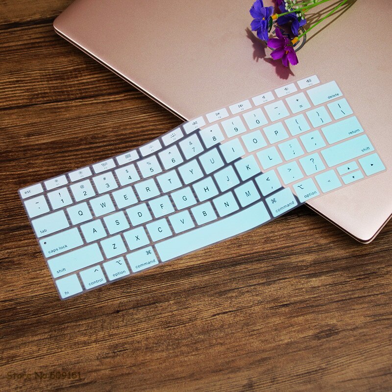 Angielski US Teclado klawiatura Protector pokrywa ochronna skóra dla nowego Apple MacBook Air 13 13.3 cala A1932 2019 2018 Touch ID: gradual  Skyblue