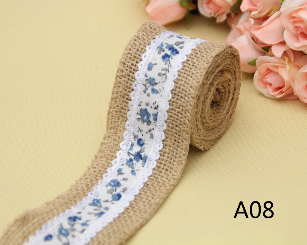 1 Pc DIY Natural Jute Burlap Lace Ribbon Rustic Vintage Wedding Decor Hessian Jute Roll Merry Christmas Party Supplies DIY: 8