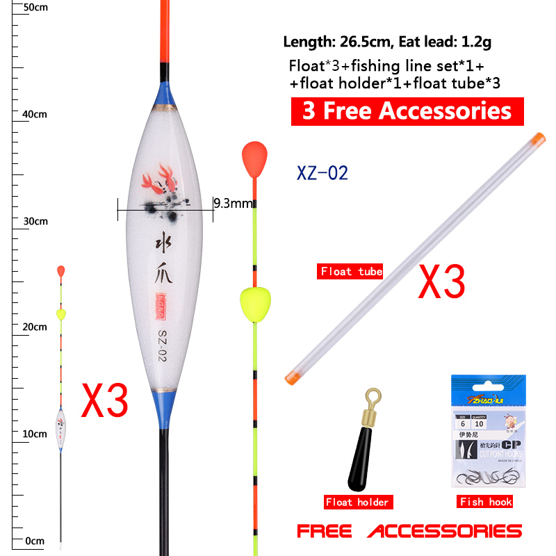 3 Stuks Drijvers Met Glijdende Kraal Staart + 3 Boei Buizen + 1 Vislijn Set + 1 Float Houder Nano Lake River Bobber Vissen Accessoires: Bordeaux
