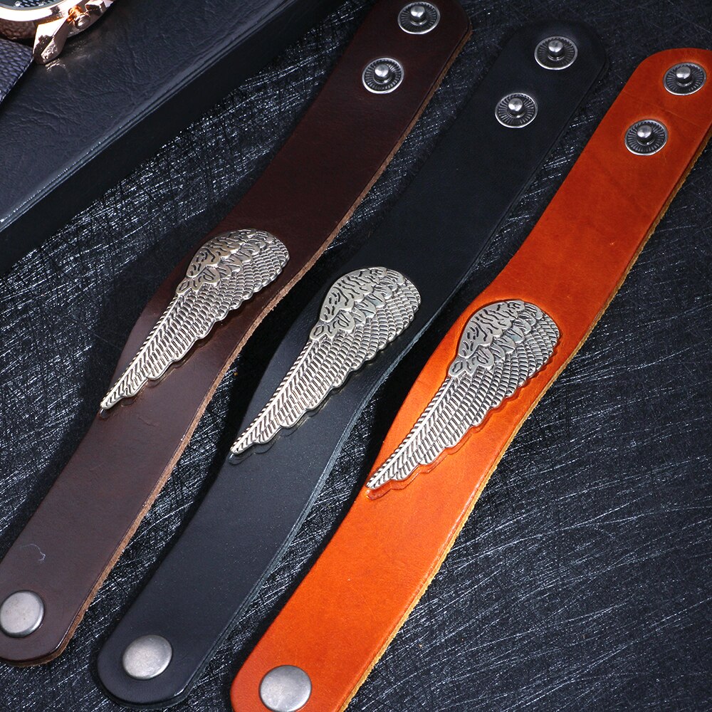 Leather Wings Bracelet for Men Male Wide Charm Bracelets & Bangles Women Party PUNK Jewelry