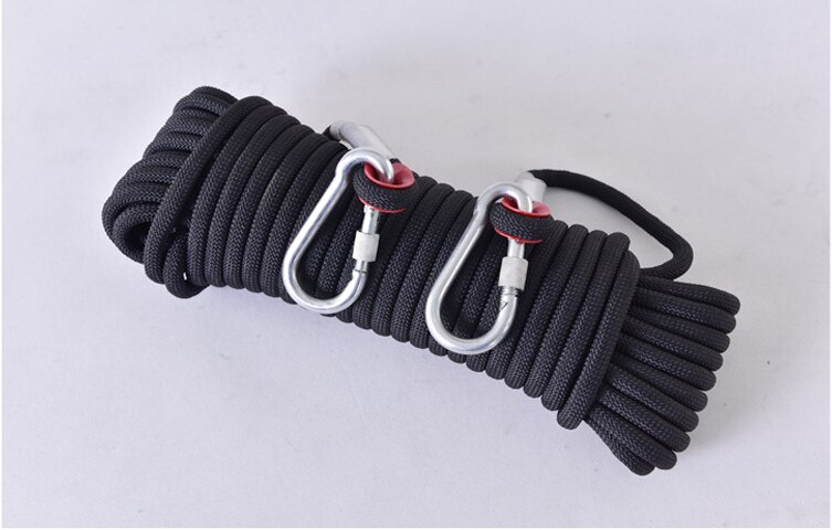 10mm 10/20/30m Climbing Rope Hook High Strength Emergency Safety Hiking Rope Camping Rescue Rope Outdoor Survival Tool: Black / 30m
