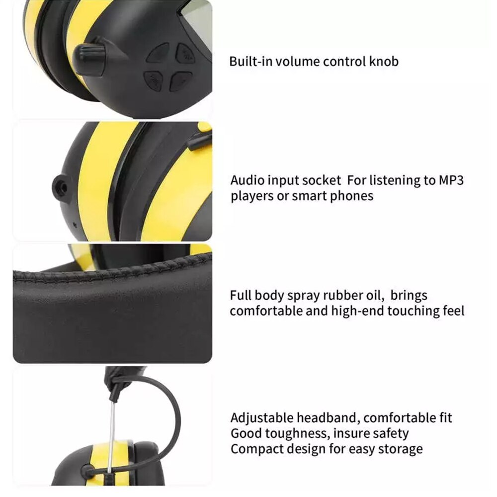 Electronic Noise Reduction Earmuff Hearing Protector Headphone Digital AM / FM Radio Stereo Hearing Protection Ear Muffs