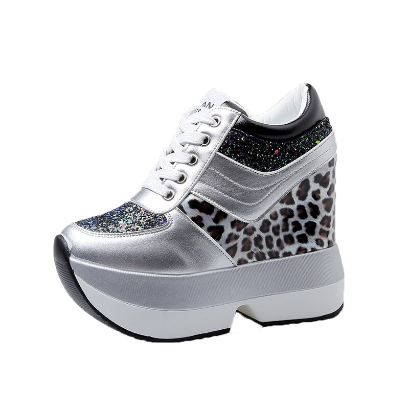 Fujin-zapatos informales de plataforma alta para Mujer, zapatillas Deportivas de suela gruesa con aumento de altura,: Negro / 6,5