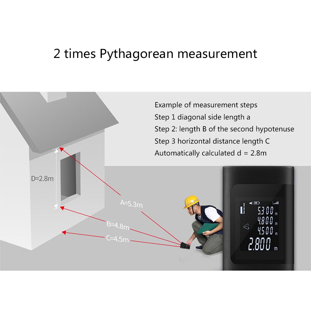 Mini Handheld 40M Smart Digital Distance Meter Multifunctional Range Rangefinder Portable USB Charging Distance Measuring Meter