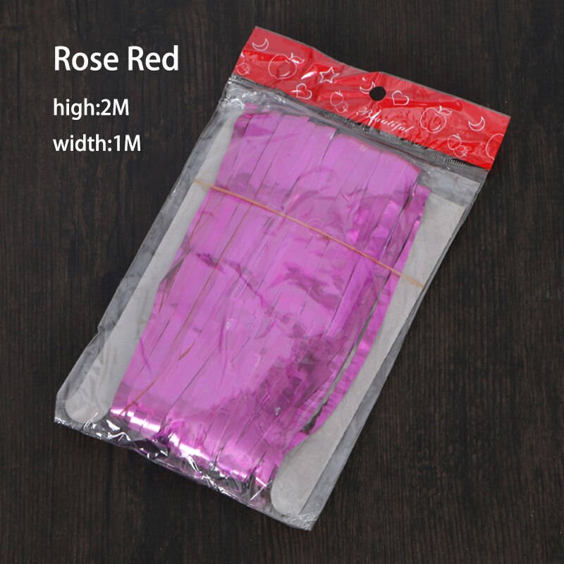 Fondo de cortina de seda de lluvia, tira de colores para pared, cumpleaños, boda, decoración de cinta de seda de lluvia, sala de estar para, suministros de cortina: Rose red