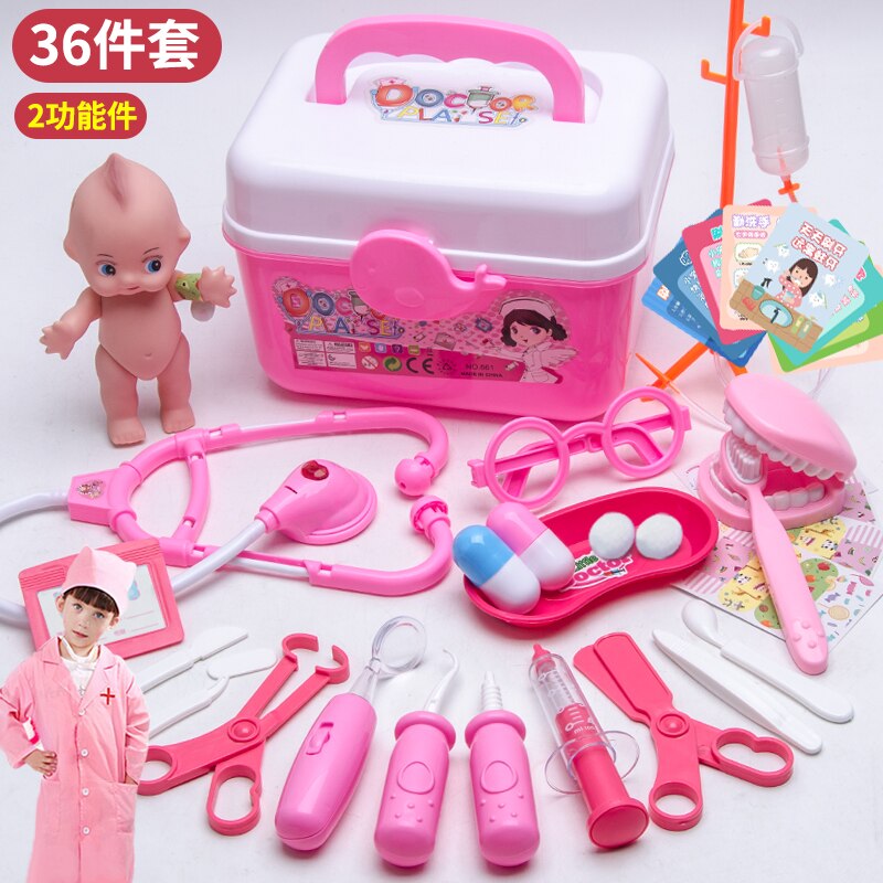 Nuovo Bambini Medico Set Giocattolo Per I Bambini Accessori Per Bambini Gioco di Ruolo Medico Dentista Giocattoli Ospedale Medicina Giochi Di Imitazione: 36pcs pink