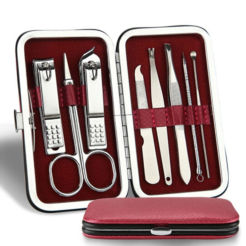 8 stk/set Manicure Nagelknipper Pedicure Oor Pick Grooming Kit Rvs Draagbare Reizen Hygiëne Nail Cutter Tool Set