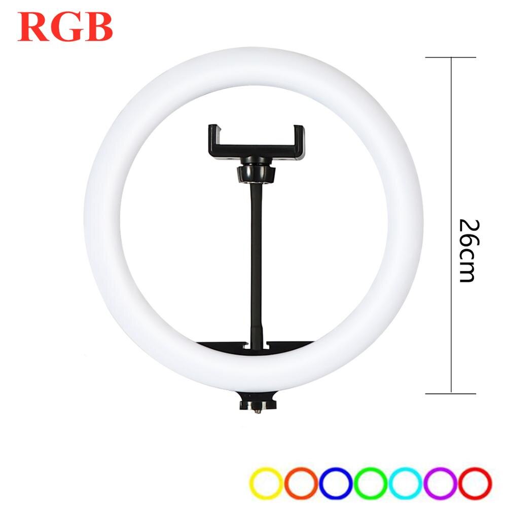 10 Inch Rgb Video Licht 16 Kleuren Rgb Ring Lamp Voor Telefoon Met Afstandsbediening Camera Studio Grote Licht Led 48 "Stand 160Cm Voor Youtuber: 10INCH RGB