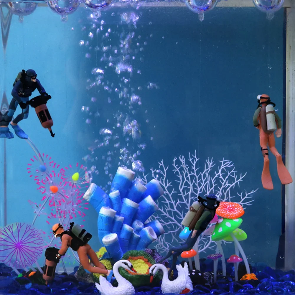 Decoración de acuario, buzo flotante de resina, decoración flotante para pecera, juego bajo el agua, mundo submarino, bola flotante pequeña