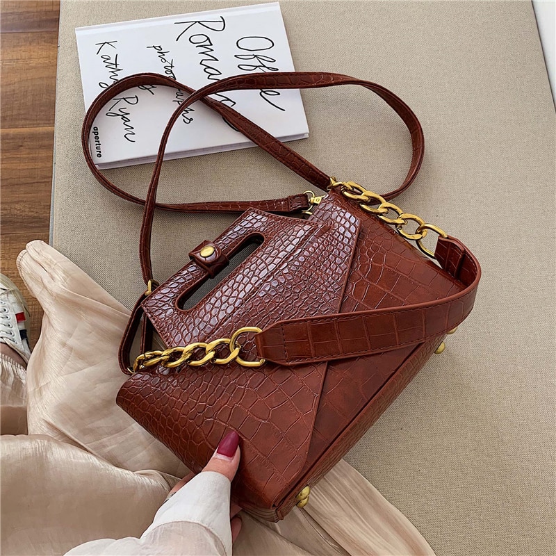 Alligator Women Shoulder Bags Handbags Luxury Pu Leather Chains Female Crossbody Bag Small Flap Lady Purse