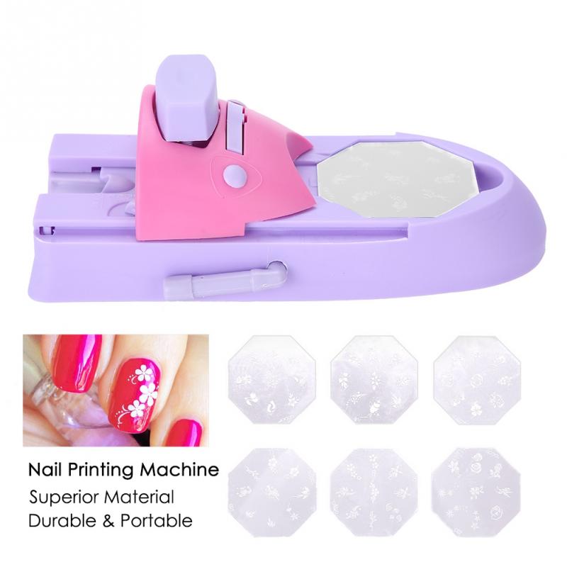 Professionelle DIY Nagel Kunst Stempel Maschine Drucker Druck Manikübetreffend einstellen mit 6 Metall aufbringen Platten Schaber Diagramm Platte Werkzeug