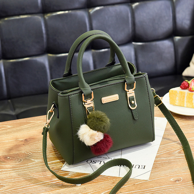 Yogodlns women beading pendant handbag ladies embossed shoulder bag ladies Messenger bag hairball bags bag: PEACOCK BLUE