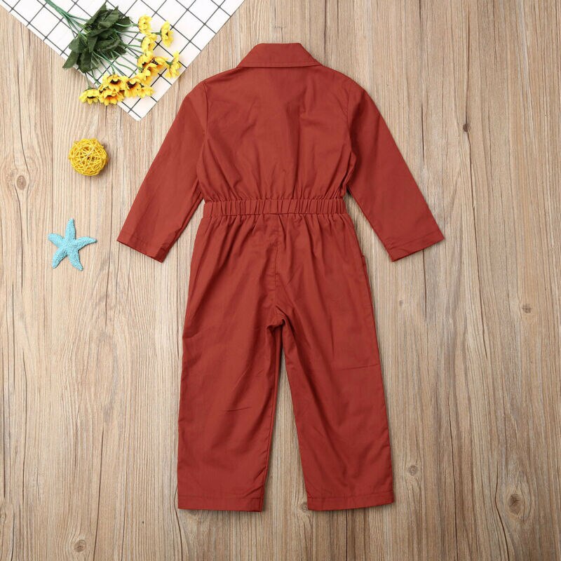 Kinderen Overalls Pasgeboren Kid Meisje Jongen Herfst Lange Mouw Romper Jumpsuit Top Katoen Knop Pocket Herfst Mode